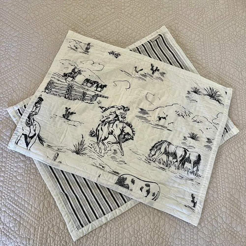 Paseo Road Ranch Life Western Toile Sham Set 2 Standard 20x26 Cowboy Reversible